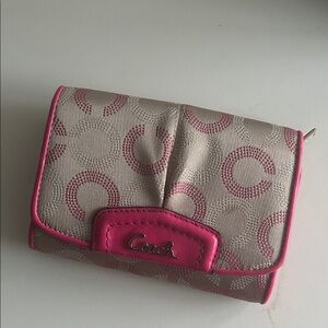 Coach Beige and Pink Signature Wallet